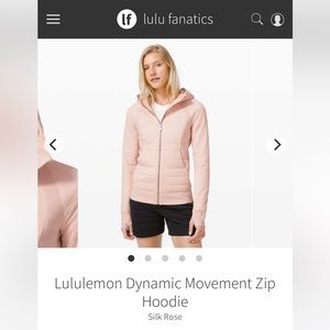 Sz 6 Lululemon dynamic movement zip hoodie in silk rose